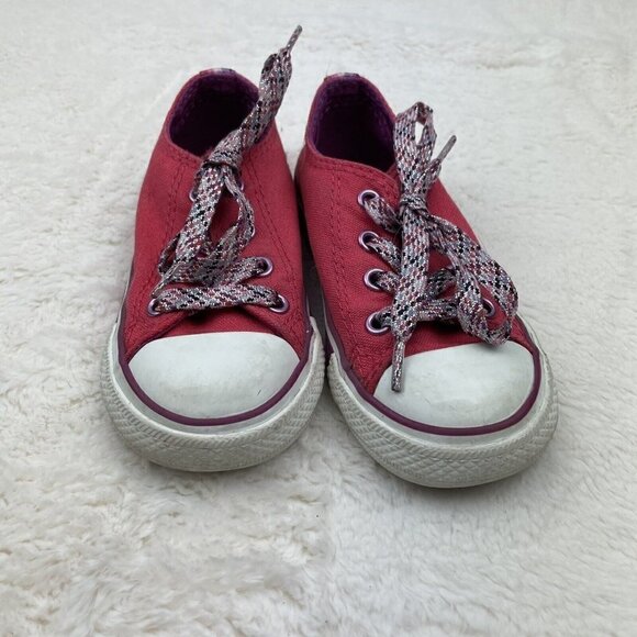 Converse All Star Chuck Taylor Girls Youth Size 1 EUR 32 Shoes Pink White - Picture 1 of 12